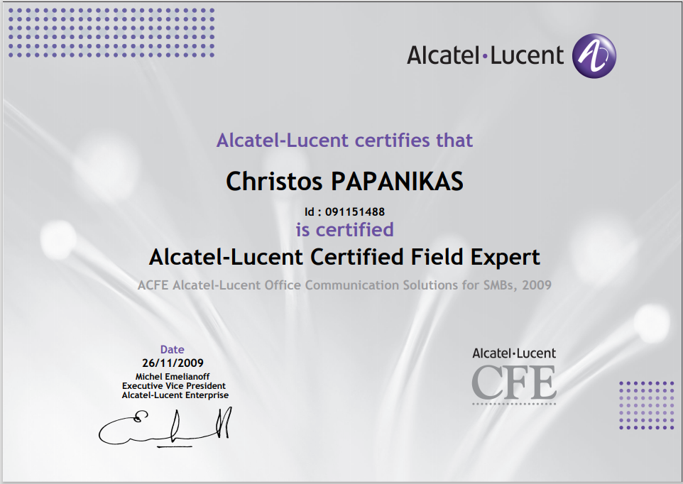 Alcatel-Lucent Certified Field Expert